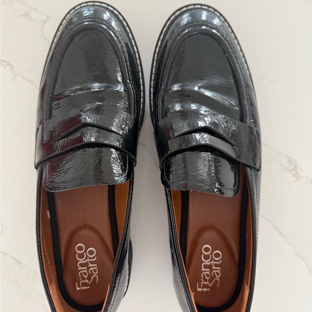 Franco Sarto Patent Lug Sole Loafer Size 8.5 W! - Picture 2 of 5